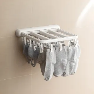 【hoi! 好好生活】懶角落壁掛多夾折疊晾曬置物衣架