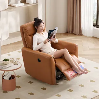 【Cheers 芝華仕】預購60天★頭等艙 頭層牛皮 單人電動沙發附USB 30130 赤霞橙