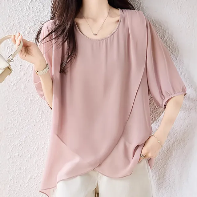 【麗質達人】5340不規則下擺上衣-二色LY(L-5XL)