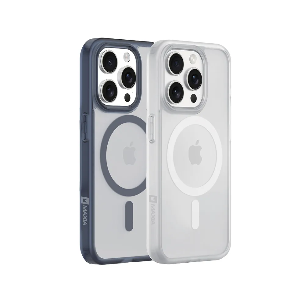 【MAXIA】iPhone 15 Pro Max 霧透磁吸保護殼(支援MagSafe i15 Pro/Pro Max 霧透明/霧透藍)