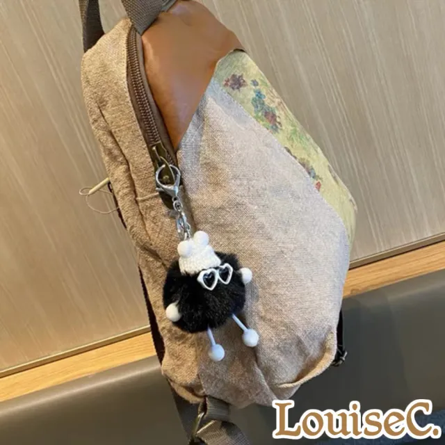 【LouiseC.】雙11 Tree House 質感帆布 牛皮 復古花草拼接設計 後背包 米色 SL0001-02