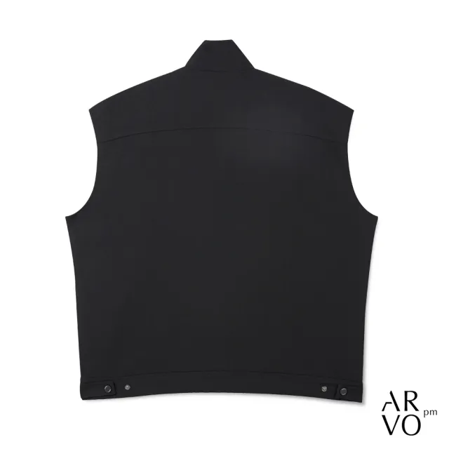 【ARVOpm】男女同款 立體袋蓋口袋黑色休閒背心00172504102(限時6折)