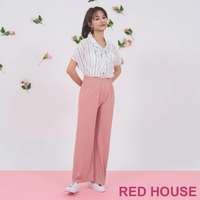 【RED HOUSE 蕾赫斯】素面直條紋寬褲(共2色)