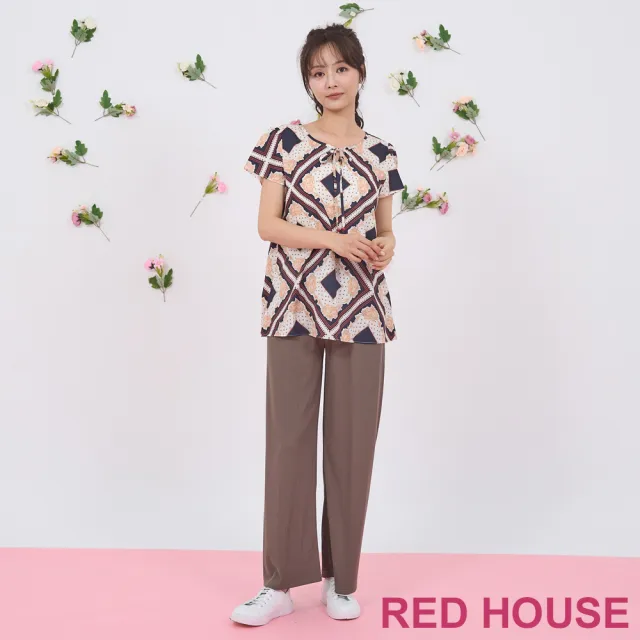 【RED HOUSE 蕾赫斯】素面直條紋寬褲(共2色)