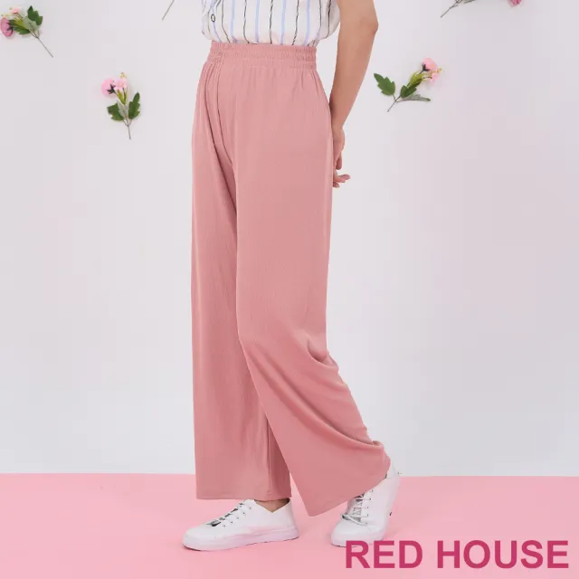 【RED HOUSE 蕾赫斯】素面直條紋寬褲(共2色)