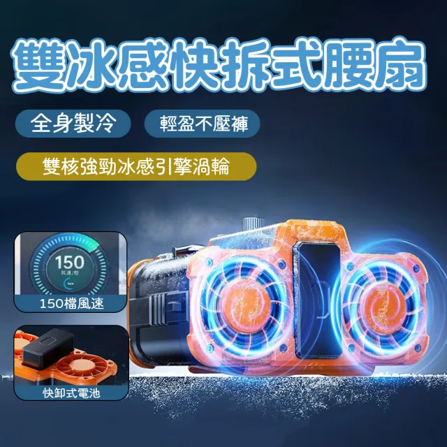 【Felsted 菲仕德】戶外雙風機掛腰風扇 兩電一充(腰間風扇 風扇 掛腰冷風扇 隨身電風扇)
