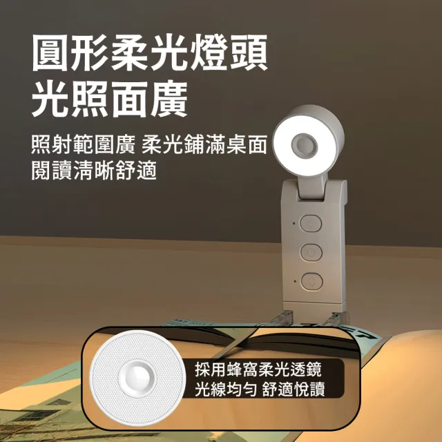 【YOLOMO】書夾式燈學習閱讀燈 夾式LED護眼檯燈 學習辦公閱讀燈(五段色溫/6檔調光/定時書桌燈)