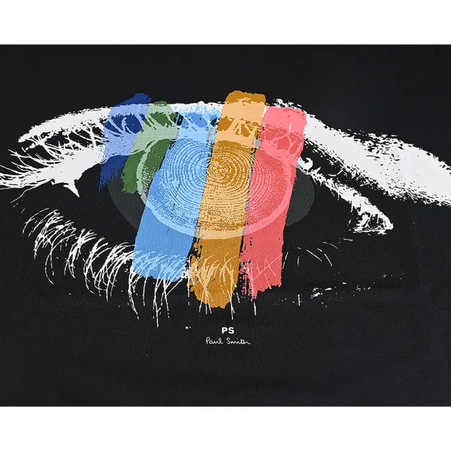 【Paul Smith】PAUL SMITH 字母LOGO眼睛噴印多彩造型圓領短袖T恤(男款/黑)