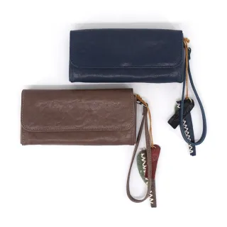【LouiseC.】Tree House 山羊皮多分隔層掀蓋釦式長夾-4色-附手腕帶(YS90069)