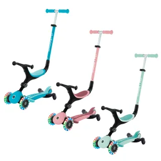 【GLOBBER 哥輪步】官方直營 法國GLOBBER 4合1運動版360度多功能三輪滑板車(白光發光前輪、滑步車、滑板車)