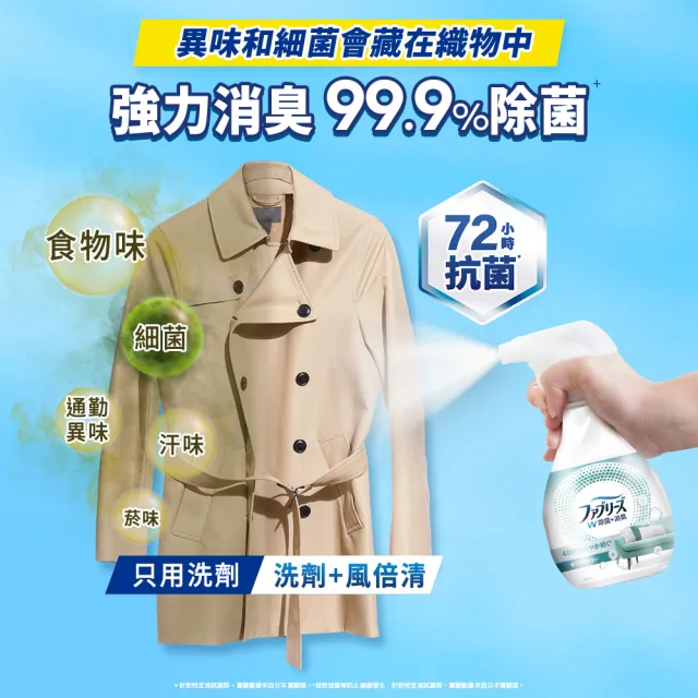 【日本風倍清】抗菌/除菌·消臭/除臭 衣物/織物噴霧 3入超值組(高效除菌/綠茶清香/無香型 任選)