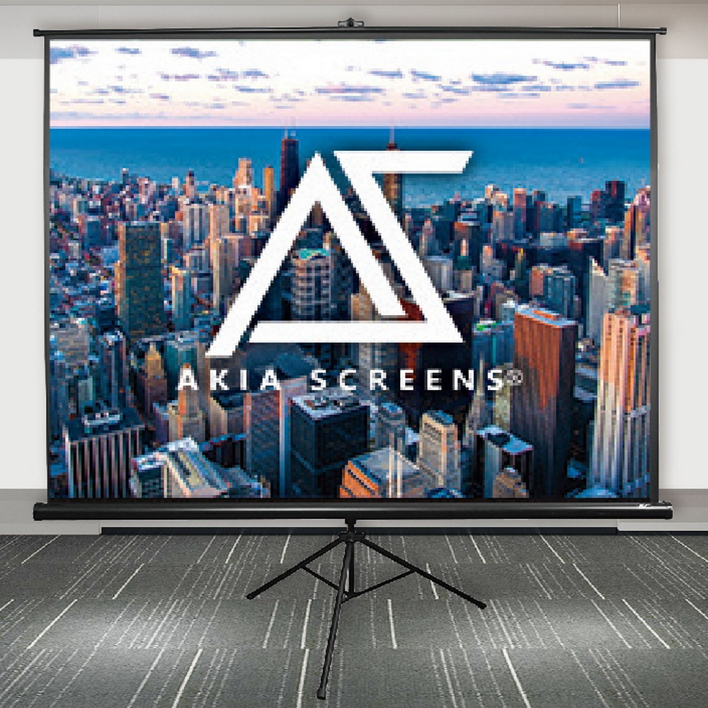 Akia Screens AK-T120V 腳架式投影銀幕，專為4:3比例設計，觀賞面積183x244cm，布幕尺寸193x250cm，提供清晰穩定的投影效果。美國Akia Screens品牌，產自其他國家，一年保固保障，銀幕重量僅9.2KG，輕便易安裝，適閤家庭劇院、會議室或教育用途，提升您的投影體驗。