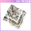 【I.Dear】100%蠶絲歐美圖騰頂級印花真絲領巾小方巾(43色)