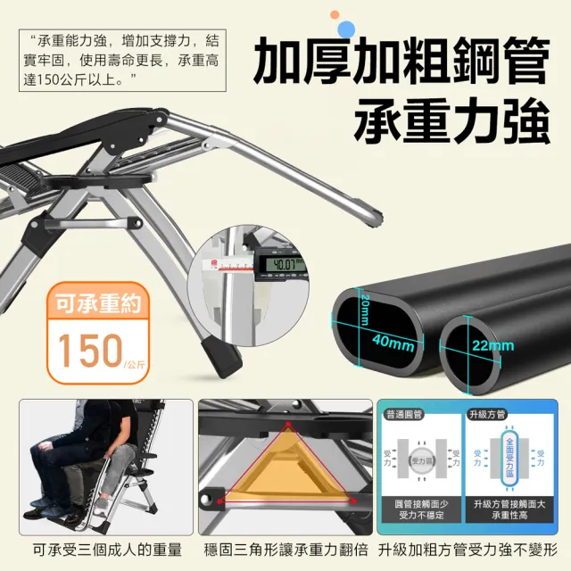 折疊躺椅 無段式高承重透氣休閒躺椅(附杯架頭枕 躺椅 折疊椅 摺疊躺椅)