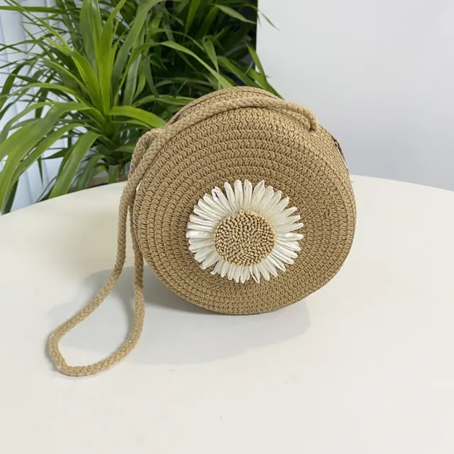 【巴黎精品】現貨+預購 草編包手提包渡假風單肩側背包大容量流蘇編織包(洋氣時尚太陽花女包包5色a1ko3