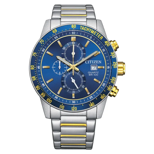 【CITIZEN 星辰】Chronograph 海水藍三眼計時男錶/44mm 雙11 (AN3684-59L)