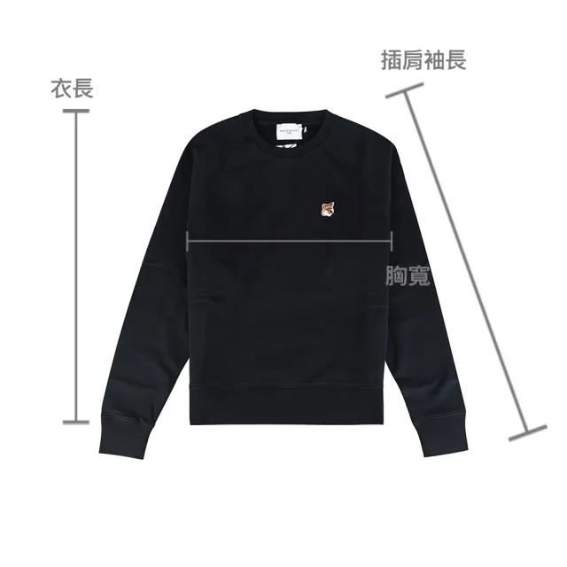 【Maison Kitsune】Maison Kitsun☆ 布標貼LOGO狐狸頭造型純棉插肩長袖T恤(女款/黑)