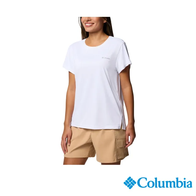 【Columbia 哥倫比亞】女款- 快排短袖上衣-白色(UAR33490WT/JS)