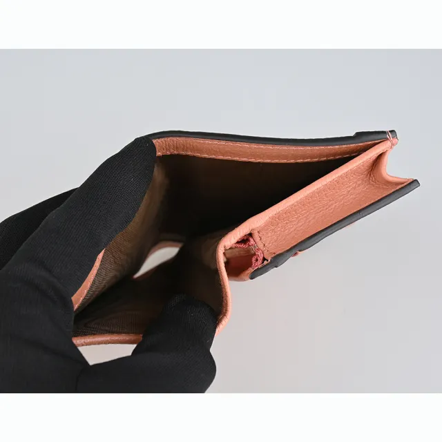 【GUCCI 古馳】GUCCI Ophidia 雙G鍍金LOGO牛皮搭帆布PVC 4卡按釦掀蓋短夾(玫瑰金粉紅)