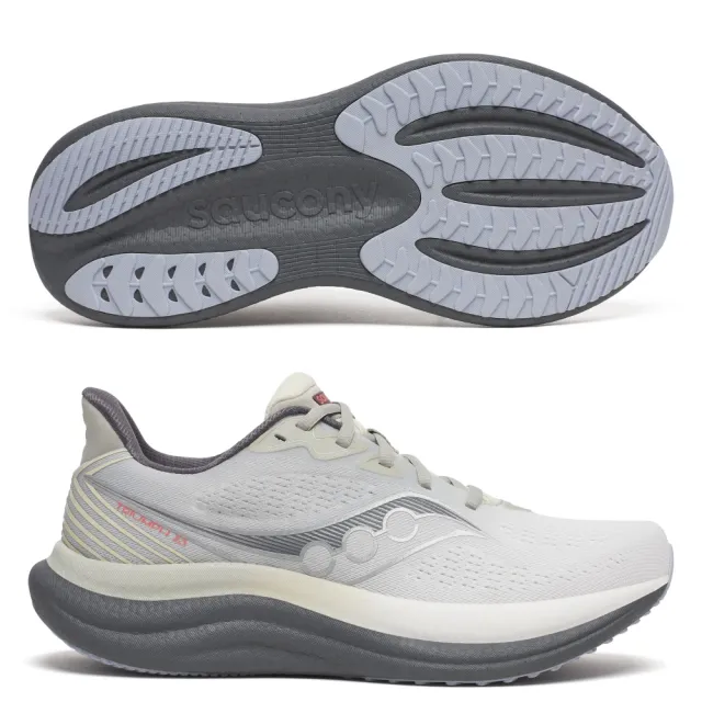 【SAUCONY 索康尼】TRIUMPH 23 男款 一般楦 寬楦 慢跑鞋(S21023 黑 白藍 灰 影灰 化石灰 緩衝 勝利)