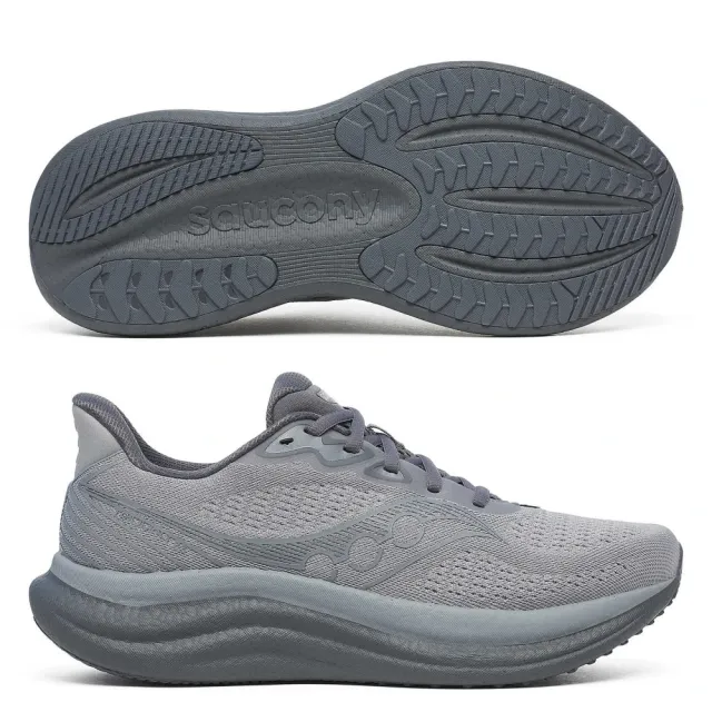 【SAUCONY 索康尼】TRIUMPH 23 男款 一般楦 寬楦 慢跑鞋(S21023 黑 白藍 灰 影灰 化石灰 緩衝 勝利)