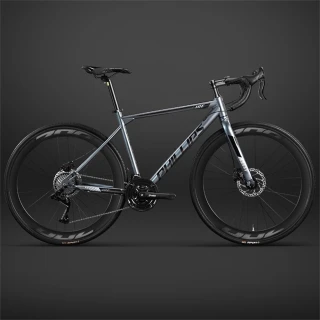 【超微米】自行車 公路車 高碳鋼(健身 代步 變速輕便 破風車架 碟煞彎把跑車)