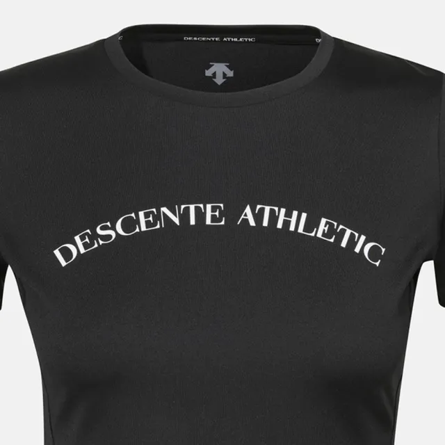 【DESCENTE】迪桑特 女士 修身短版短袖T恤(黑色/白色)