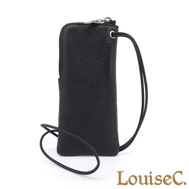 【LouiseC.】雙11 Tree House 牛皮 眼鏡墨鏡收納真皮包 黑色 附頸掛背帶 真皮包包 CC086-05