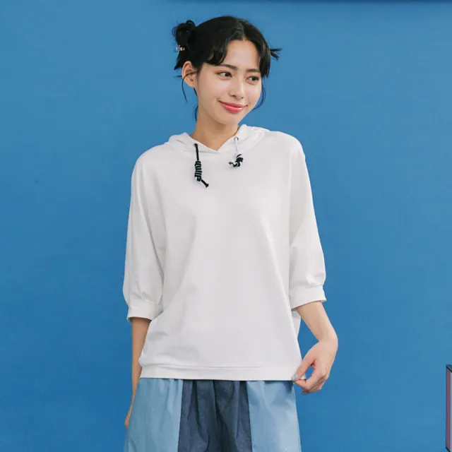 【Dailo】彩色棉繩寬鬆連棉短袖上衣(藍 白 灰/魅力商品)