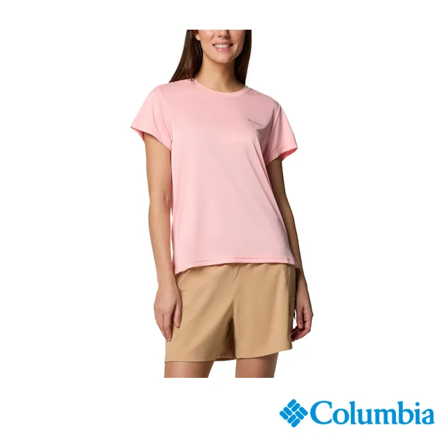 【Columbia 哥倫比亞】女款- 快排短袖上衣-粉紅色(UAR33490PK/JS)