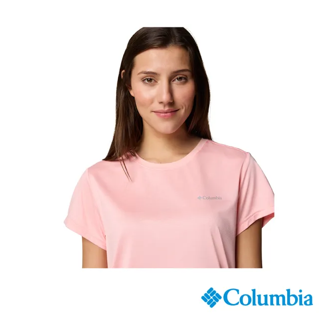 【Columbia 哥倫比亞】女款- 快排短袖上衣-粉紅色(UAR33490PK/JS)