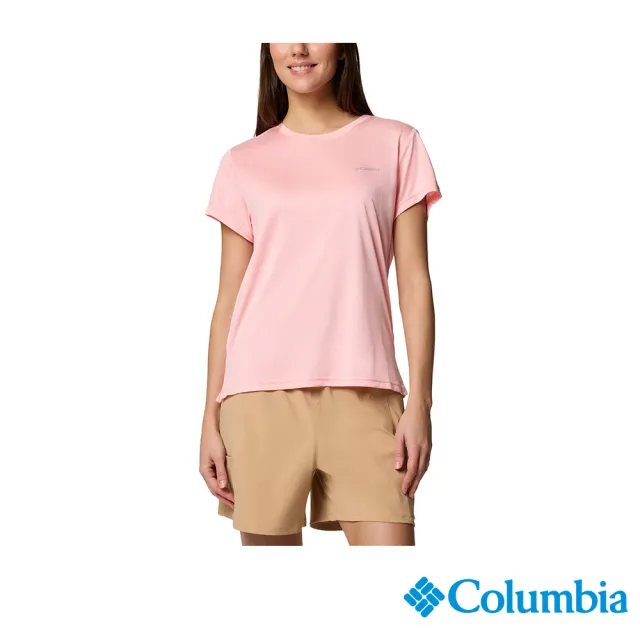 【Columbia 哥倫比亞】女款- 快排短袖上衣-粉紅色(UAR33490PK/JS)