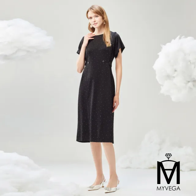 【MYVEGA 麥雪爾】MA休閒風燙鑽/蕾絲/印花造型短洋裝-多款任選(女上衣/涼感/短袖/連身洋裝)