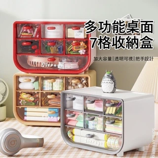 【Londee】桌面7格抽屜式收納盒 可疊加文具整理盒 透明視窗 桌上置物盒 小物分類收納