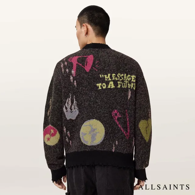 【ALLSAINTS】EMOTIVE 塗鴉破壞針織外套 M014KD(修身版型)