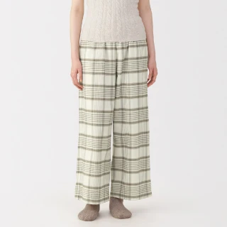 【MUJI 無印良品】女法蘭絨長褲(象牙白格紋 深綠格紋 煙燻藍格紋 摩卡棕格紋)