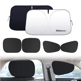 【OMyCar】全方位遮陽隔熱組(靜電遮陽隔熱貼4入+遮陽板)