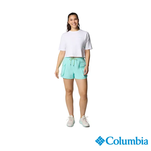 【Columbia 哥倫比亞】女款-女防曬UPF50防潑水短褲-湖水藍(UFL70190AQ/JS)