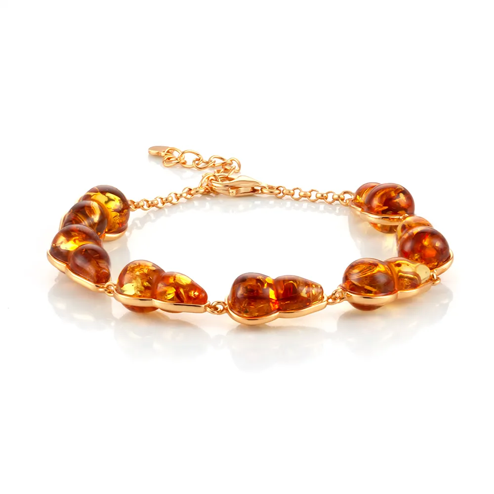 【Woogie武吉珠寶】琥珀蜜蠟精品花珀葫蘆手鍊套組(耳環14x8mm)