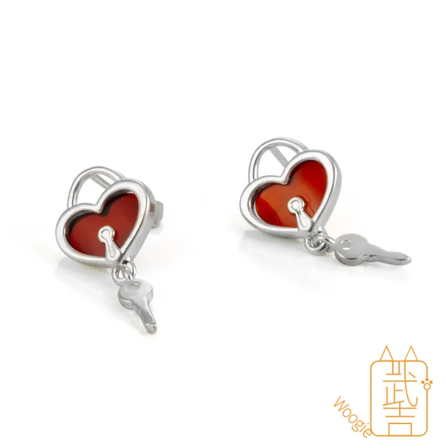【Woogie武吉珠寶】琥珀蜜蠟設計師手作愛心鑰匙耳環(血珀蜜蠟可選)