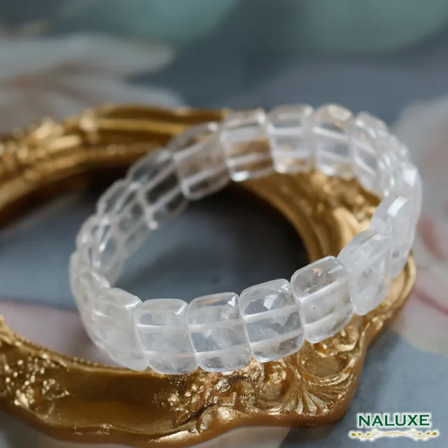 【Naluxe】白水晶 鑽面雕刻開運手排|雲間微光(淨化磁場|提升專注|能量補給|排除雜念|加強運勢)