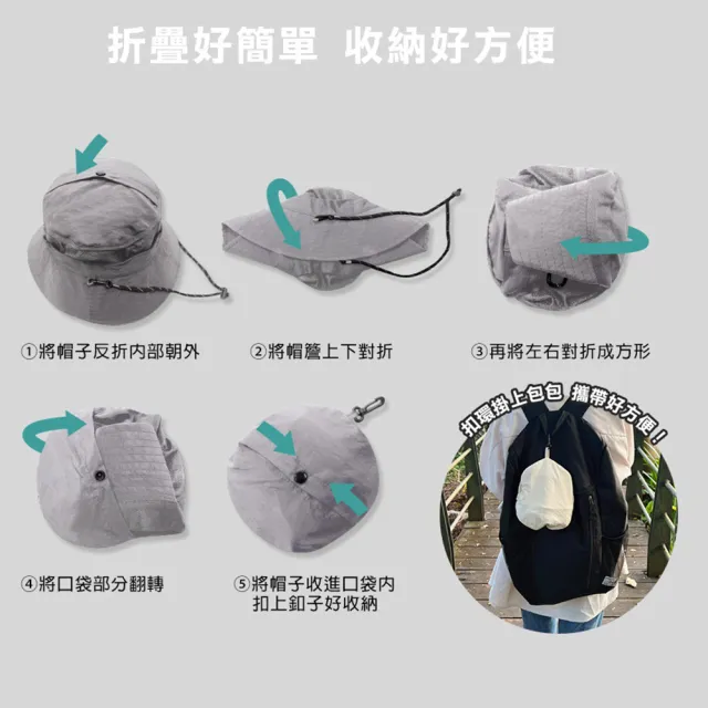 【蒂巴蕾】2入組-防潑水防曬帽-折疊帽 遮陽帽 男 女(透氣快乾 大帽檐 透氣網 摺疊收納)