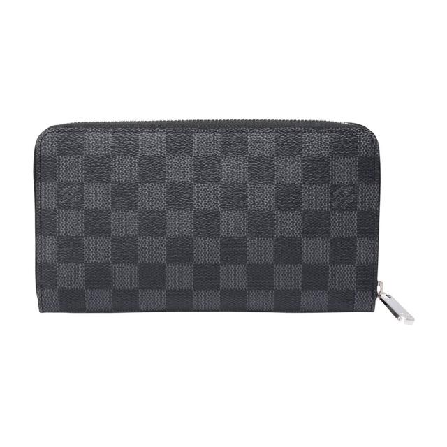 LV LOUIS VUITTON路易威登 N63077 Damier Graphite 棋盤格拉鏈萬用長夾