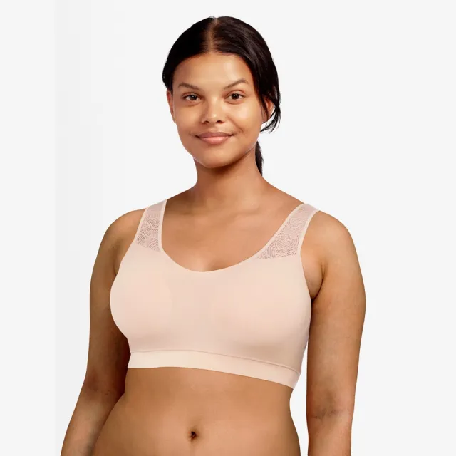 【Chantelle 仙黛爾】Soft Stretch.涼感無痕透氣蕾絲無鋼圈輕運動女內衣 粉膚色.11G10_01N(超強彈力)