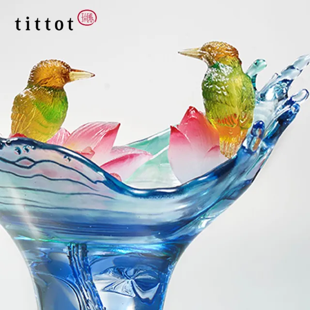 【tittot 琉園】荷諧自得 琉璃 擺飾(送禮/琉璃/禮物/玻璃/水晶/藝術品/擺飾/禮贈/企業/)