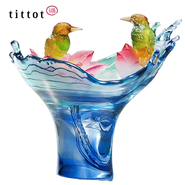 【tittot 琉園】荷諧自得 琉璃 擺飾(送禮/琉璃/禮物/玻璃/水晶/藝術品/擺飾/禮贈/企業/)