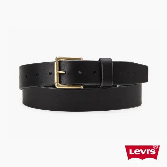 【LEVIS】男款 真皮皮帶 腰帶 鉚釘扣造型 黑色 人氣新品 D7725-0001