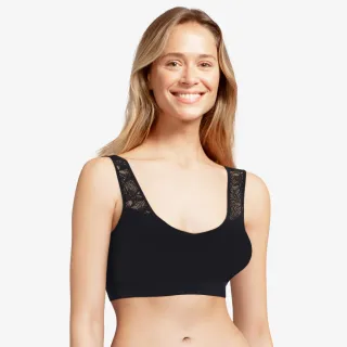 【Chantelle 仙黛爾】Soft Stretch.涼感無痕透氣蕾絲無鋼圈輕運動女內衣 黑色.11G10_011(超強彈力)