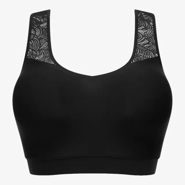 【Chantelle 仙黛爾】Soft Stretch.涼感無痕透氣蕾絲無鋼圈輕運動女內衣 黑色.11G10_011(超強彈力)
