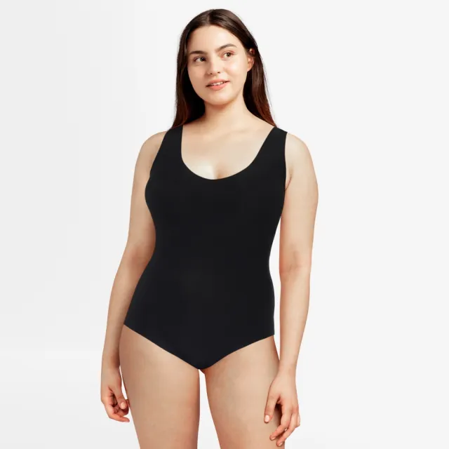 【Chantelle 仙黛爾】Soft Stretch.涼感無痕透氣V領連身Body XS-XXL 黑色.16A80_011(超強彈力.超包覆)